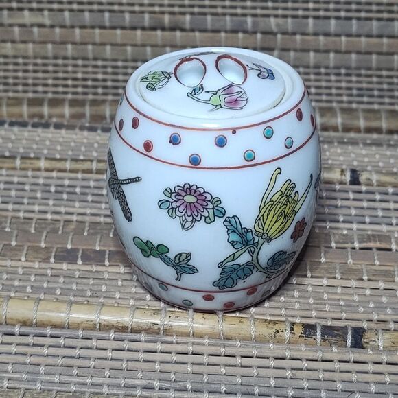 Vintage Ceramic Trinket Jars - Floral and Bird Design - Picture 5 of 6